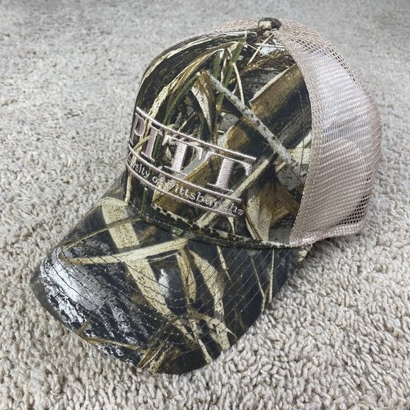 Pitt Panthers The Game Bar Hat Realtree Camo Max 5 Trucker Mesh Snapback Cap NWT - Picture 2 of 8